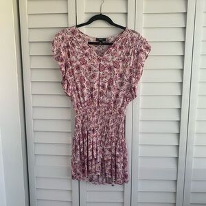 AQUA Brand Floral Tiered Mini Dress XS